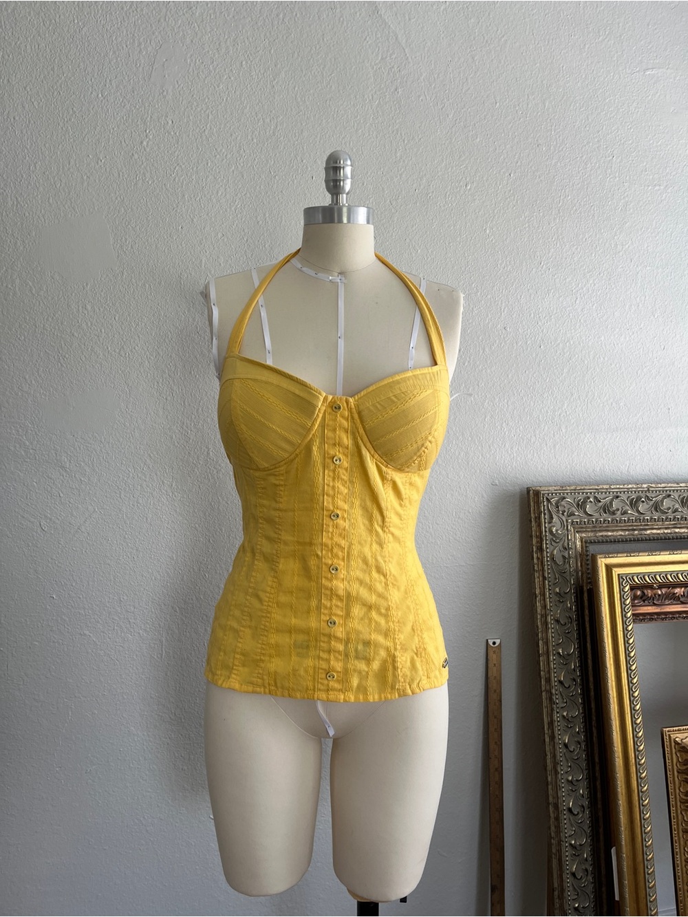 Yellow Halter Corset Bustier Top